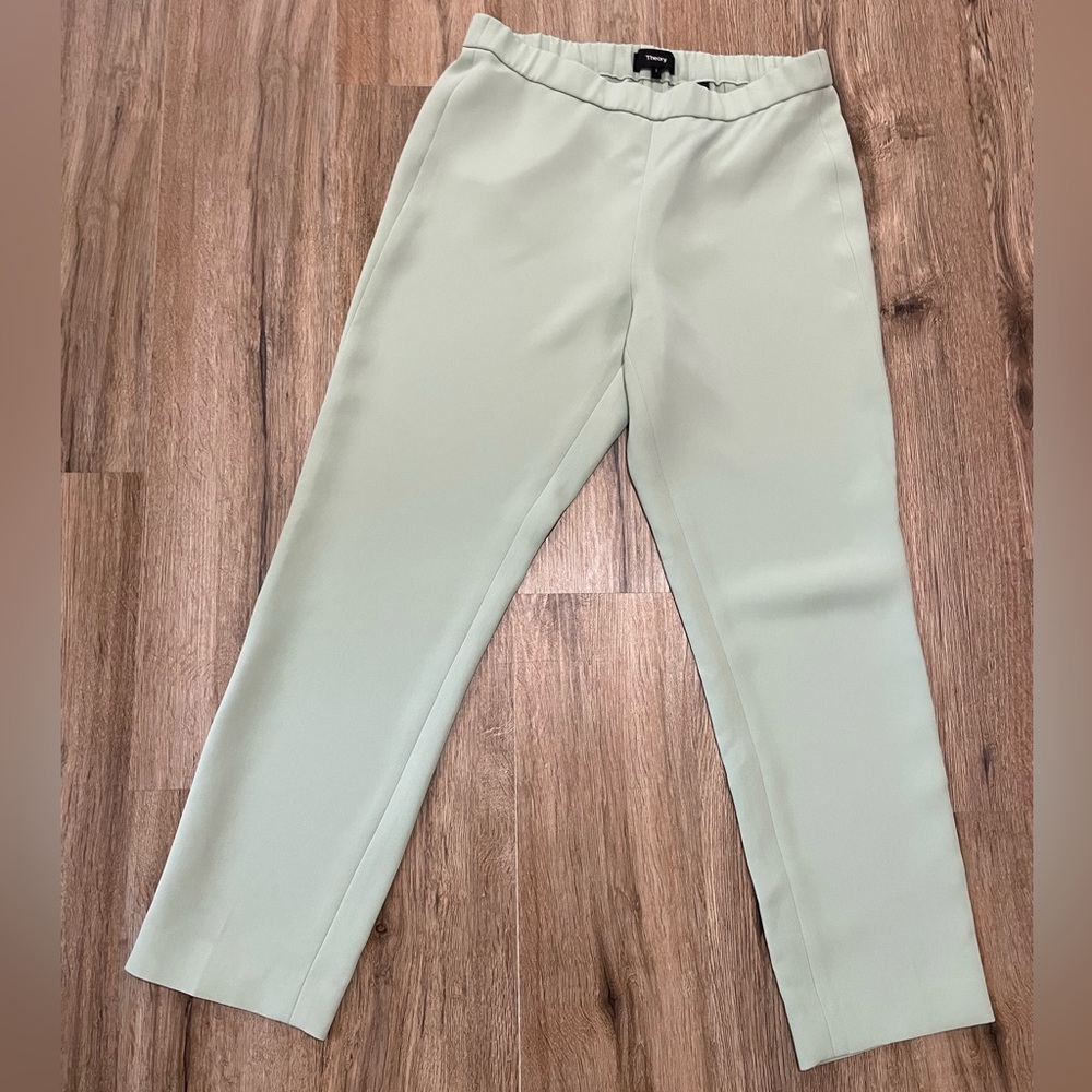 Theory Size 2 Mint Green Pants with Elastic Waistband